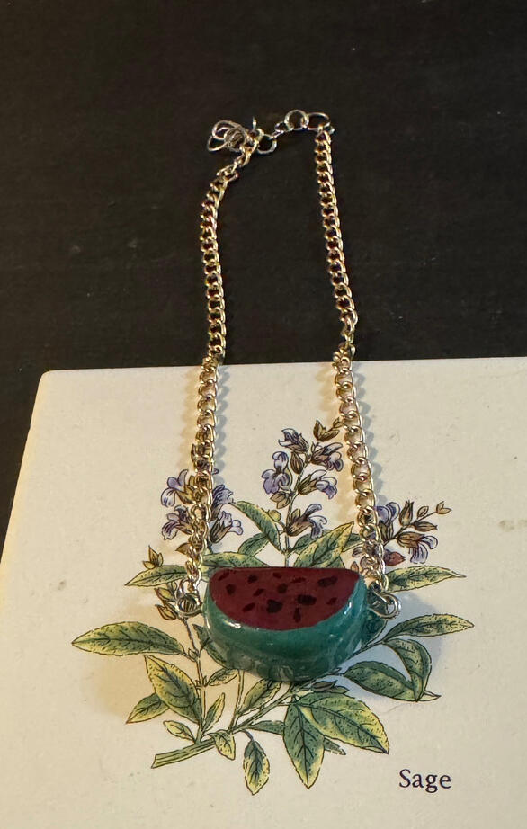 Polymer Clay Red and Green Watermelon Choker